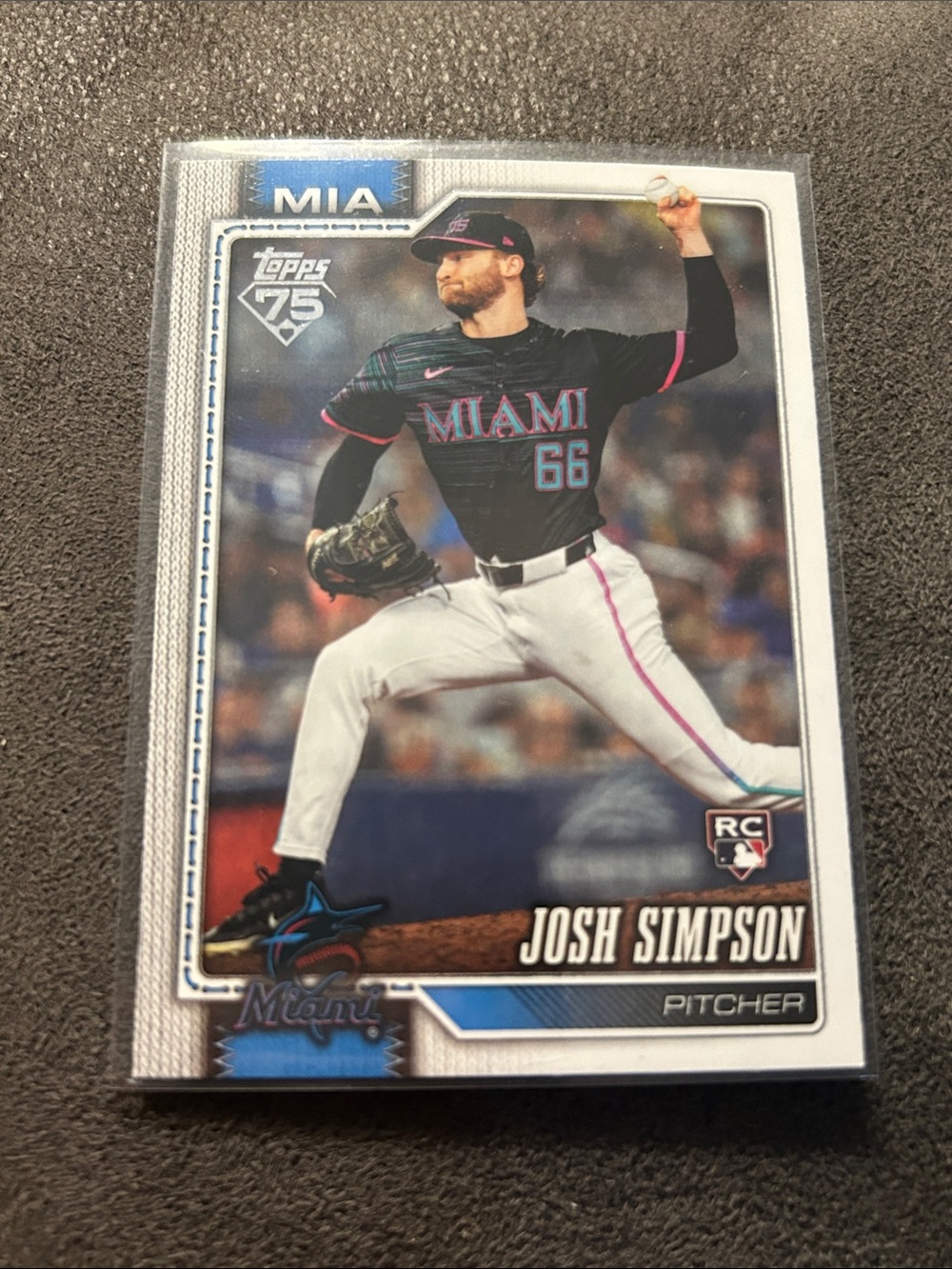 Topps Miami Marlins Josh Simpson Baseball Card - Black & Pink